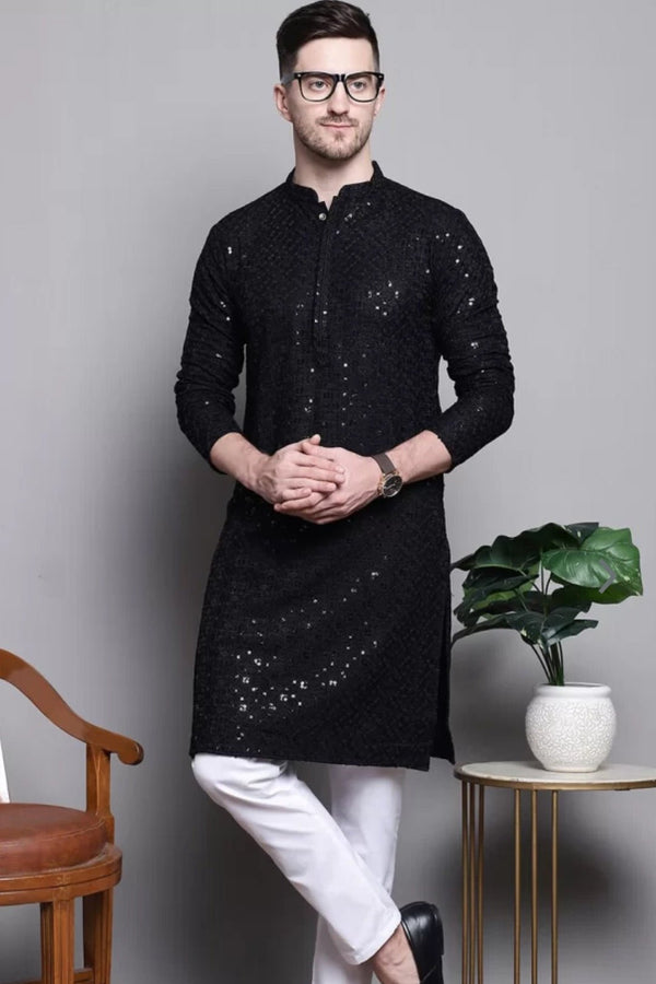 Sequined Black Kurta Pajama