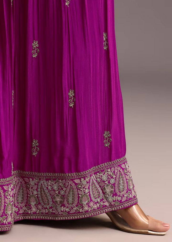 Purple Resham Embroidered Salwar Kameez