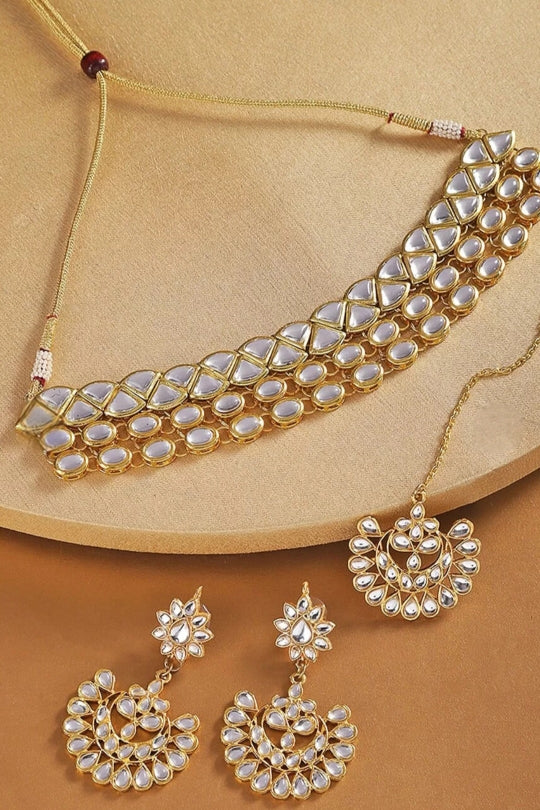 White Golden Crystal Jewellery Set