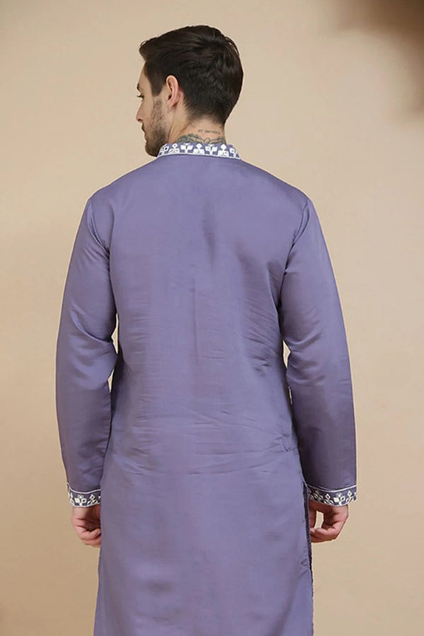 Lilac Mirror Embroidered Kurta