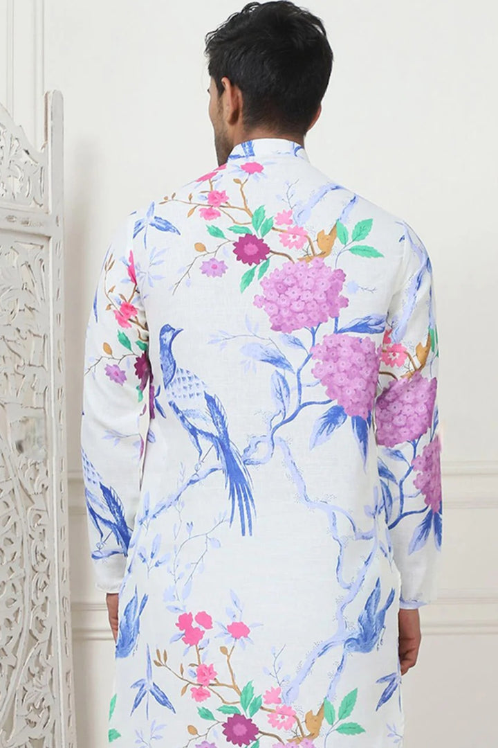 Ivory Multicolor Bird & Bloom Printed Kurta (Outside Ontario)