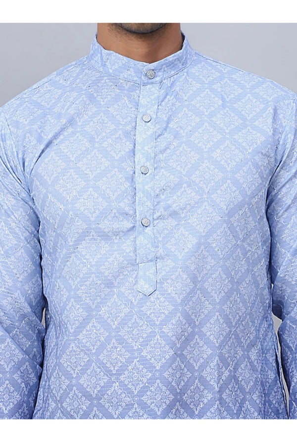 Ombré Indigo Diamond-Print Kurta Set