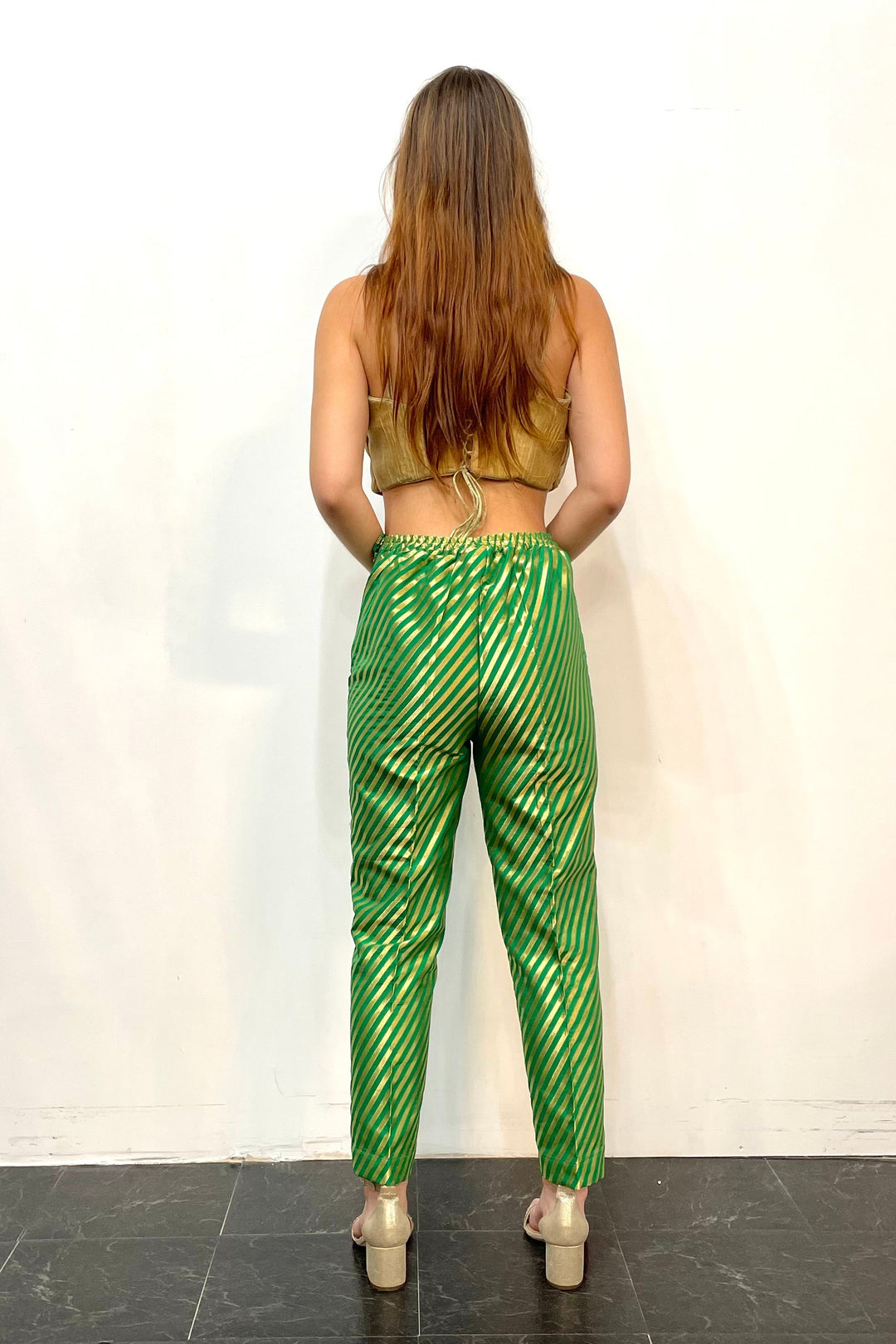 Striped Green Suit Pant