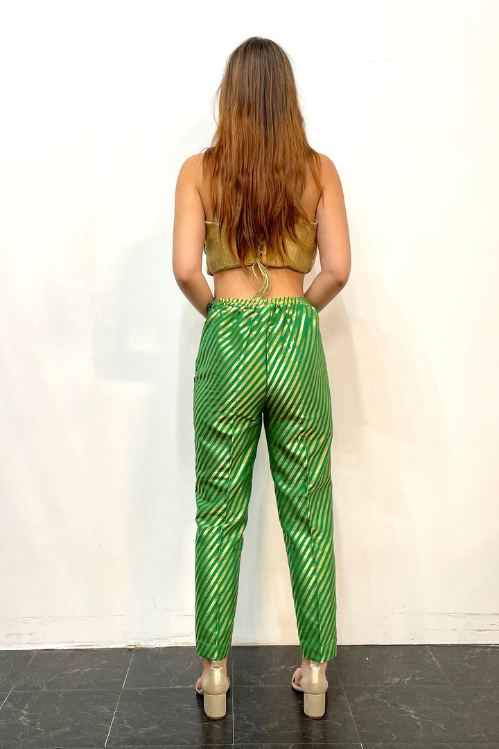 Striped Green Suit Pant