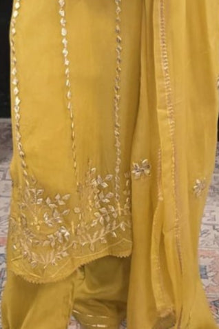Lime Yellow Gotta Patti Salwar Kameez