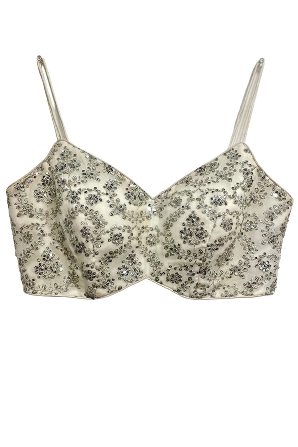 White Sequin Crop Top