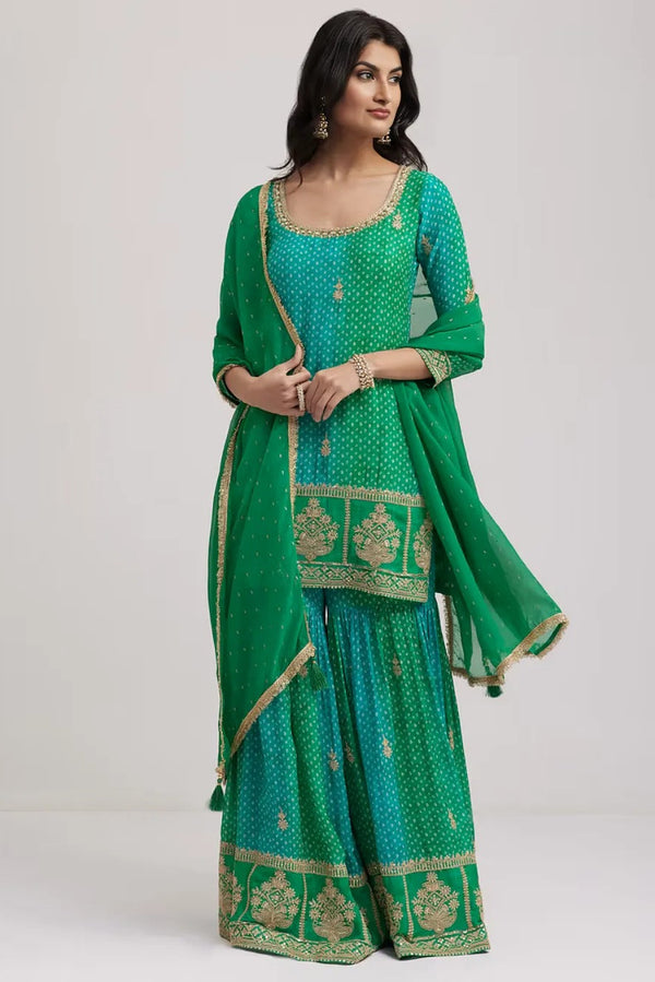 Olive Bandhani Chinon Salwar Kameez