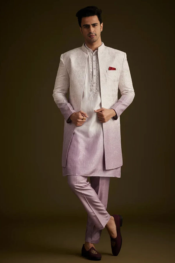 Purple & Lilac Ombre Sherwani with Embroidery
