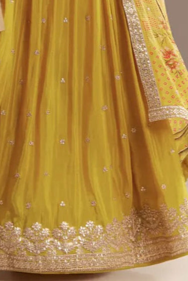 Mustard Zardosi Chiffon Salwar Kameez