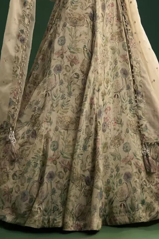 Floral Lehenga Choli with Organza Dupatta
