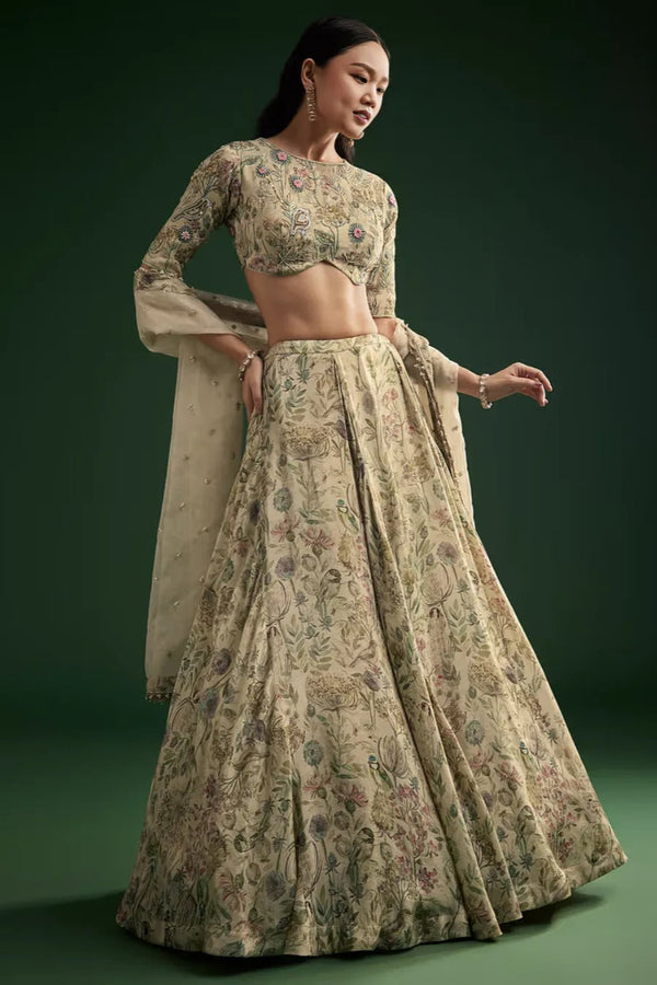 Floral Lehenga Choli with Organza Dupatta