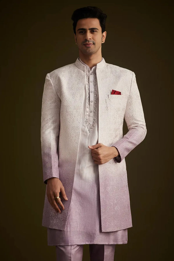 Purple & Lilac Ombre Sherwani with Embroidery