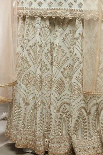 Ivory and Gold Embroidered Sharara Set