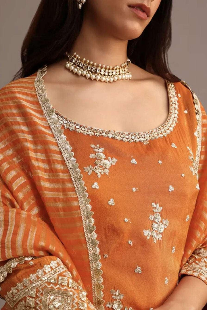 Orange Sequin Kurti Salwar Kameez (Outside Ontario) - myethnicrentals