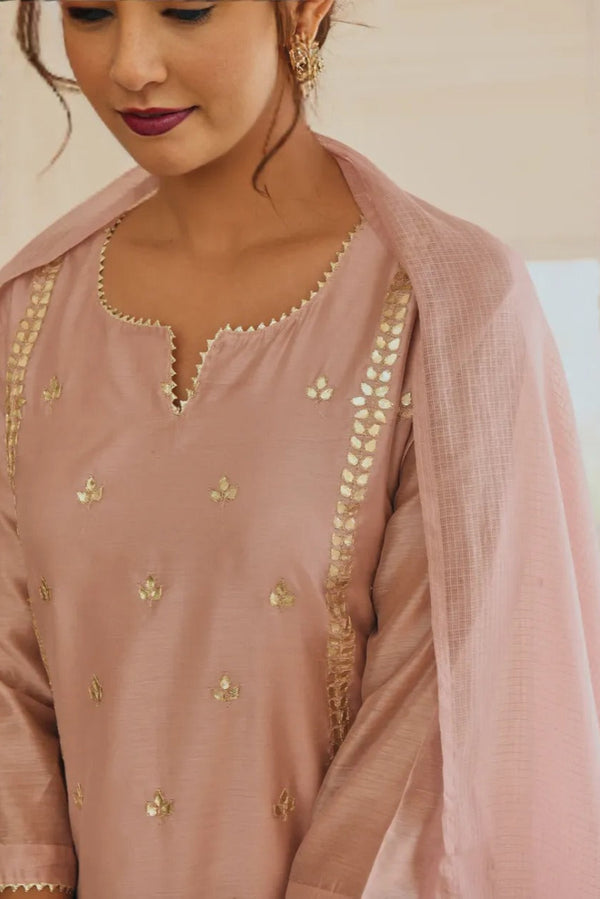 Blush Rose Gota Patti Embellished Kurta Set