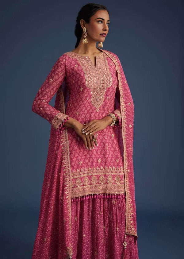 Pink Bandhani Print Salwar Kameez (Outside Ontario) - myethnicrentals