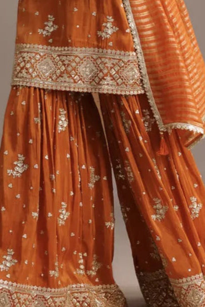 Orange Sequin Kurti Salwar Kameez