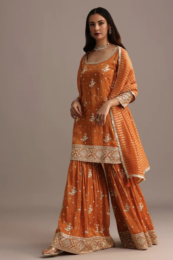 Orange Sequin Kurti Salwar Kameez