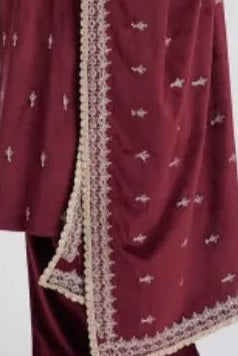 Mauve Threadwork Velvet Salwar Kameez