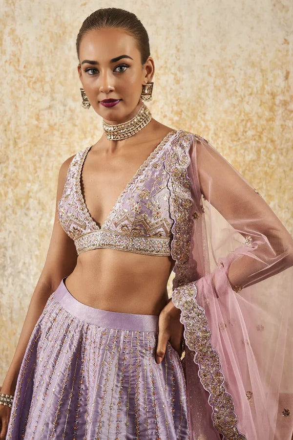 Lilac Embroidered Lehenga