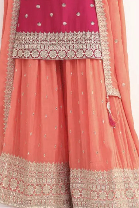 Pink and Peach Zari Work Salwar Kameez