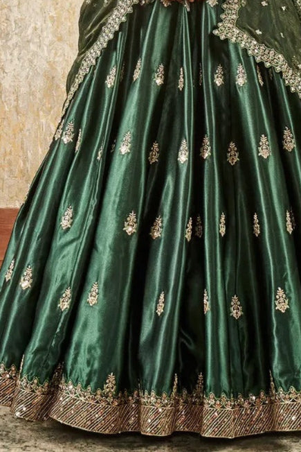 Emerald Green Embroidered Lehenga