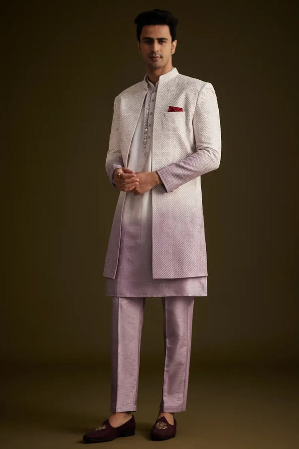Purple & Lilac Ombre Sherwani with Embroidery