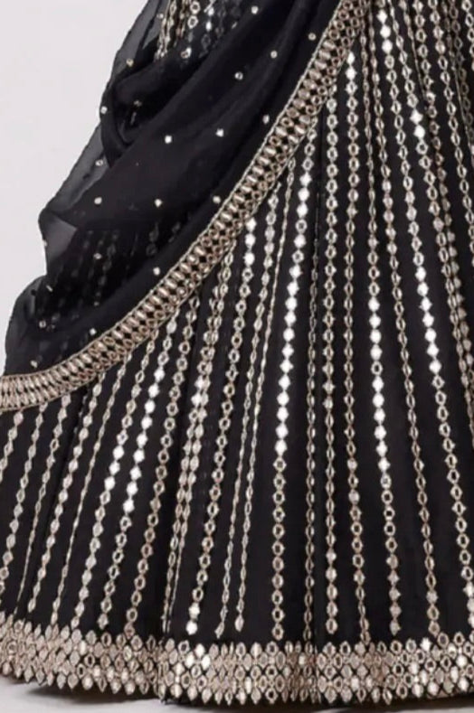 Midnight Bloom Floral Georgette Lehenga