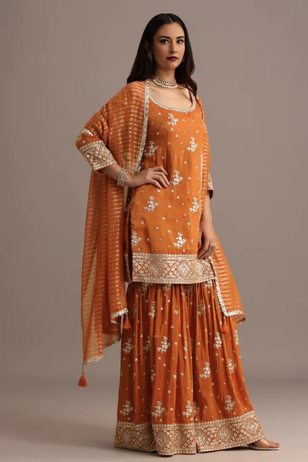 Orange Sequin Kurti Salwar Kameez