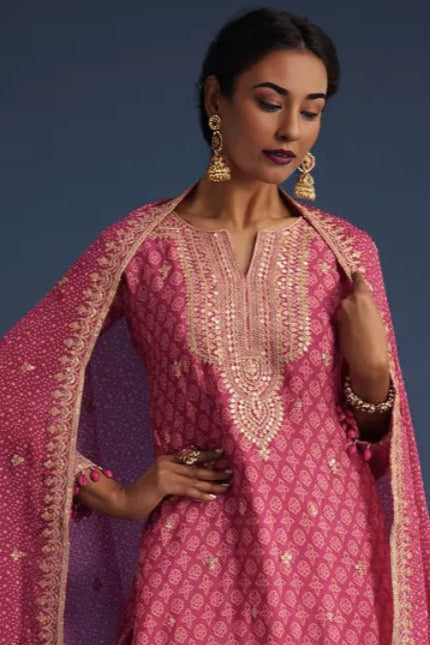 Pink Bandhani Print Salwar Kameez