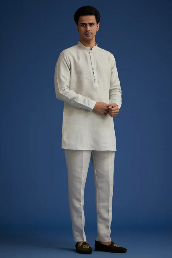 Grey Breeze Linen Suit with Resham Embroidered Jacket