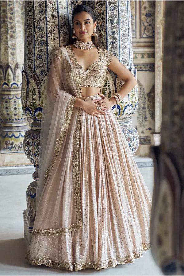 Champagne Gold Embroidered Luxe Lehenga