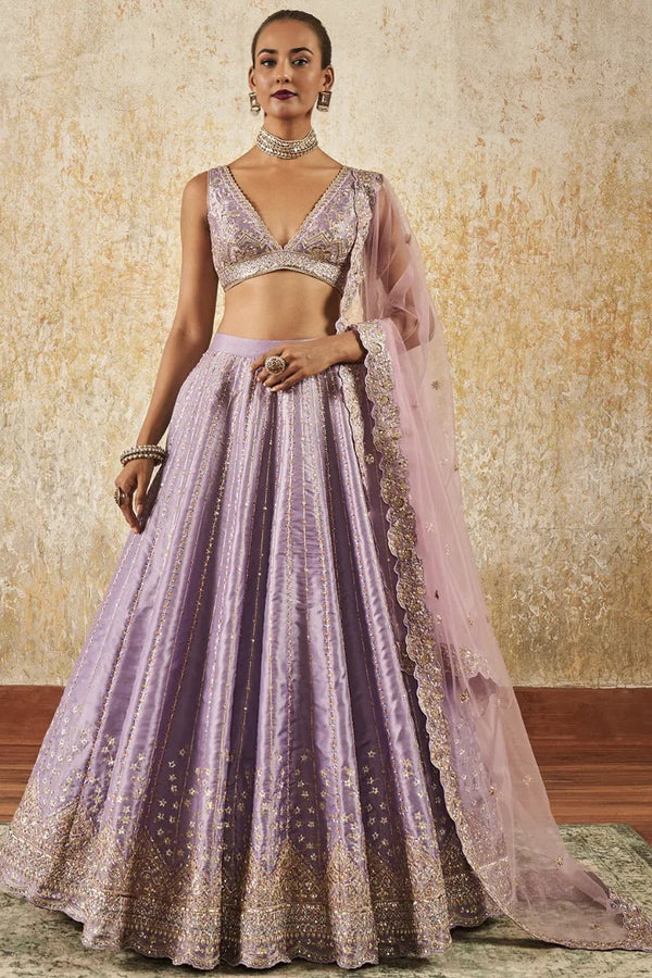 Lilac Embroidered Lehenga