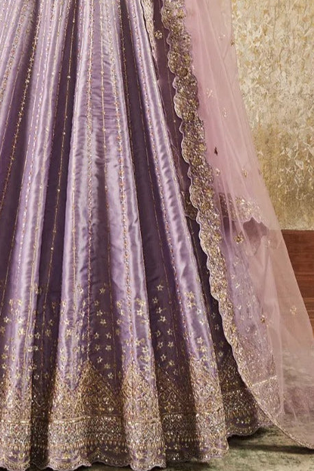 Lilac Embroidered Lehenga