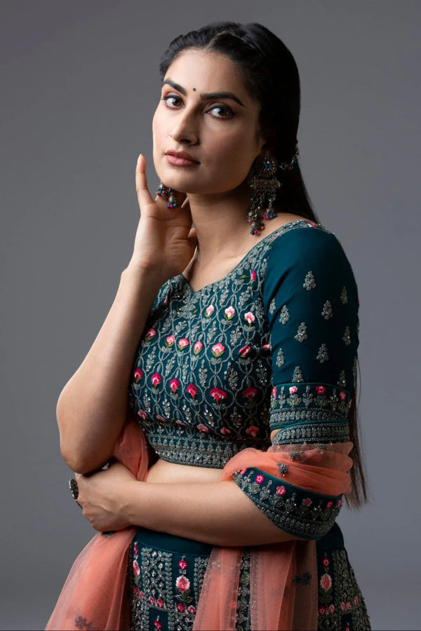 Ambrosial Teal Lehenga - myethnicrentals