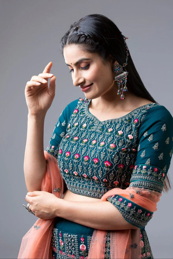 Ambrosial Teal Lehenga - myethnicrentals