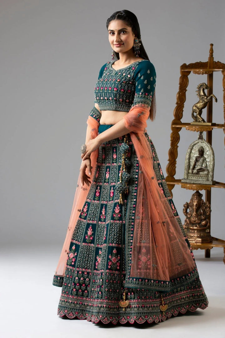 Ambrosial Teal Lehenga - myethnicrentals