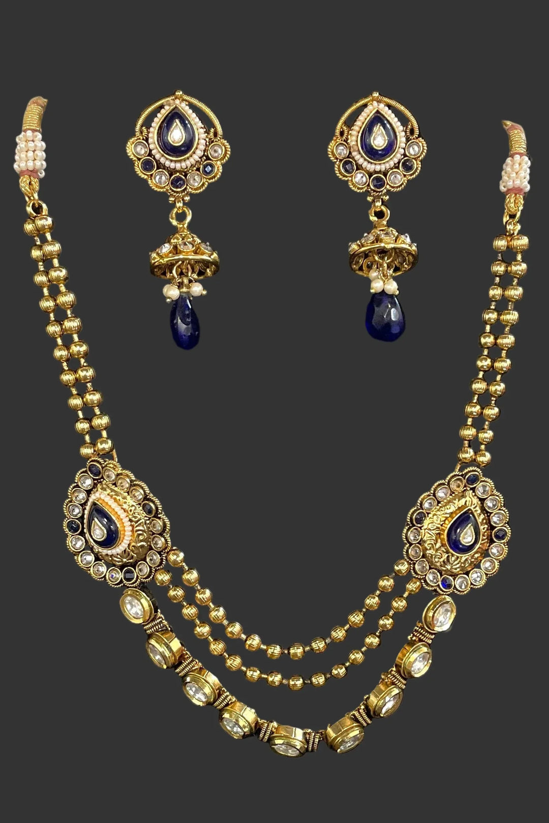 Navy Blue and Gold Jewellery Set - myethnicrentals