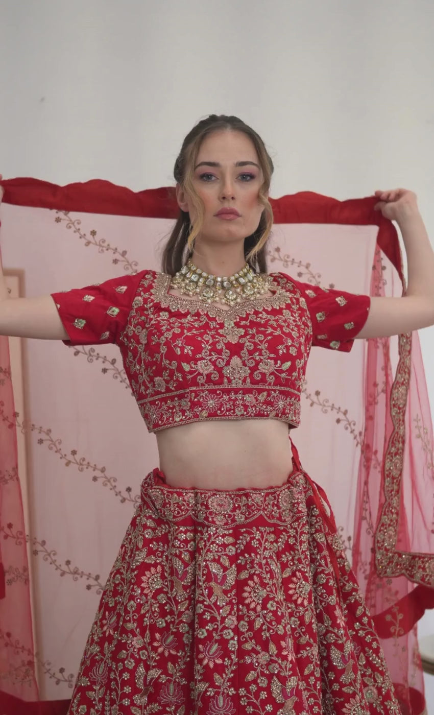 Regal Temple Motif Bridal Lehenga Set