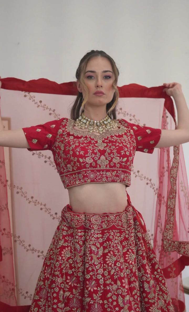 Regal Temple Motif Bridal Lehenga Set