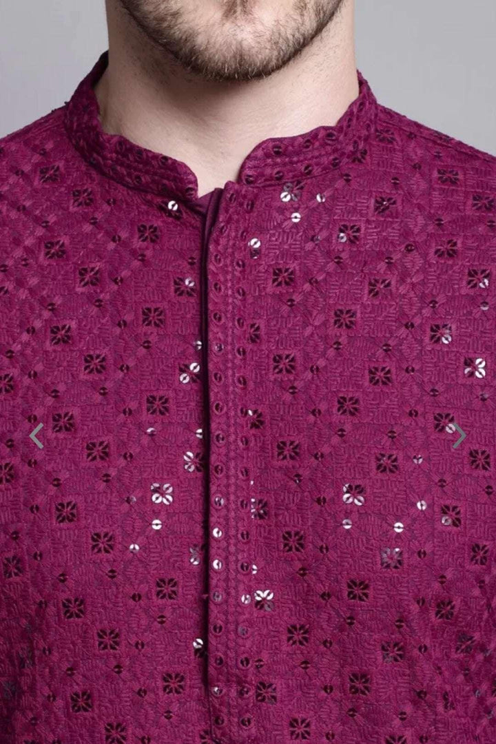 Sequined Magenta Kurta Pajama (Outside Ontario) - myethnicrentals