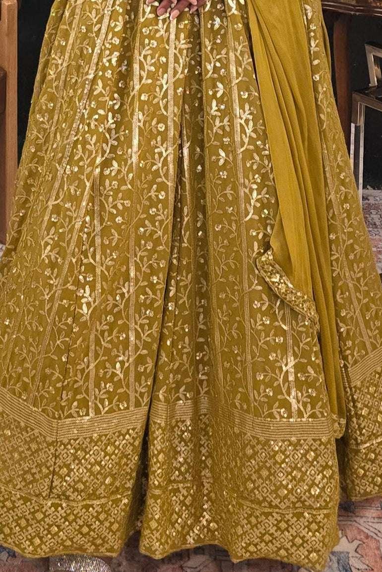 Mehendi Green embroidered Salwar Kameez (Anarkali) (Outside Ontario) - myethnicrentals