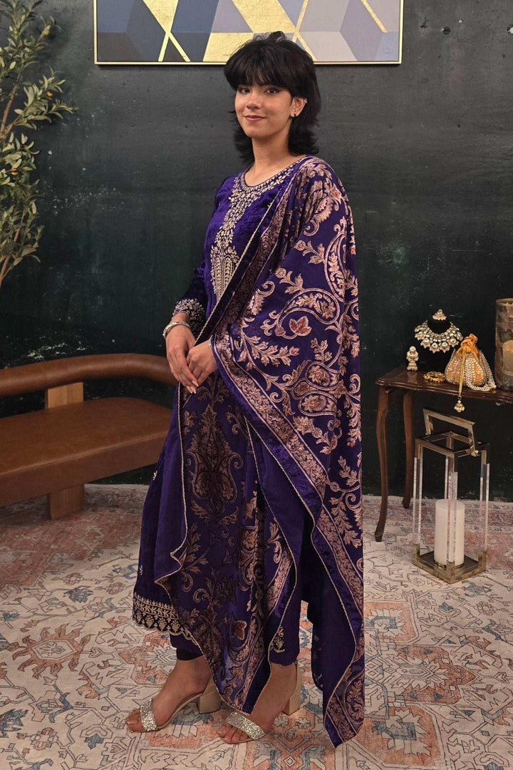 Purple velvet Salwar Kameez (Outside Ontario) - myethnicrentals