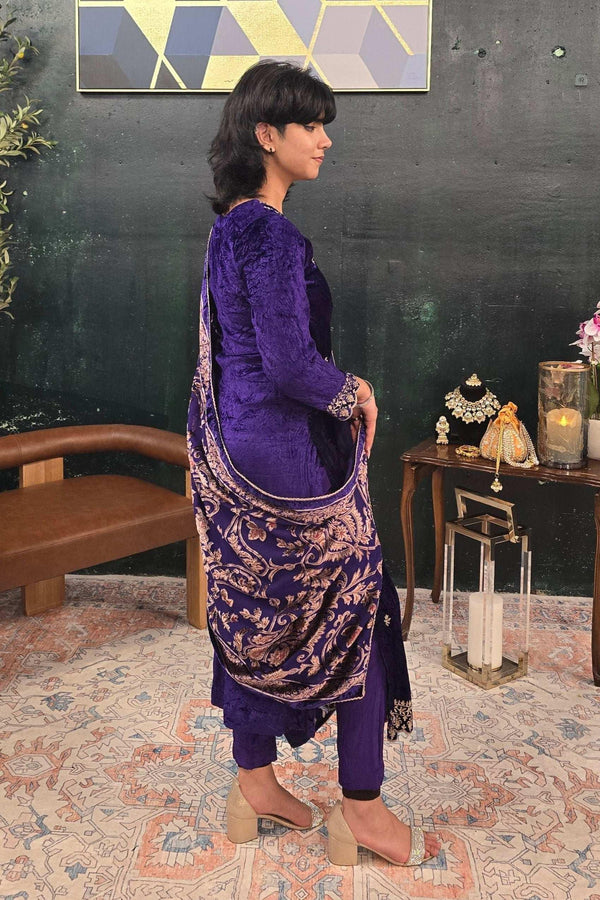 Purple velvet Salwar Kameez (Outside Ontario) - myethnicrentals
