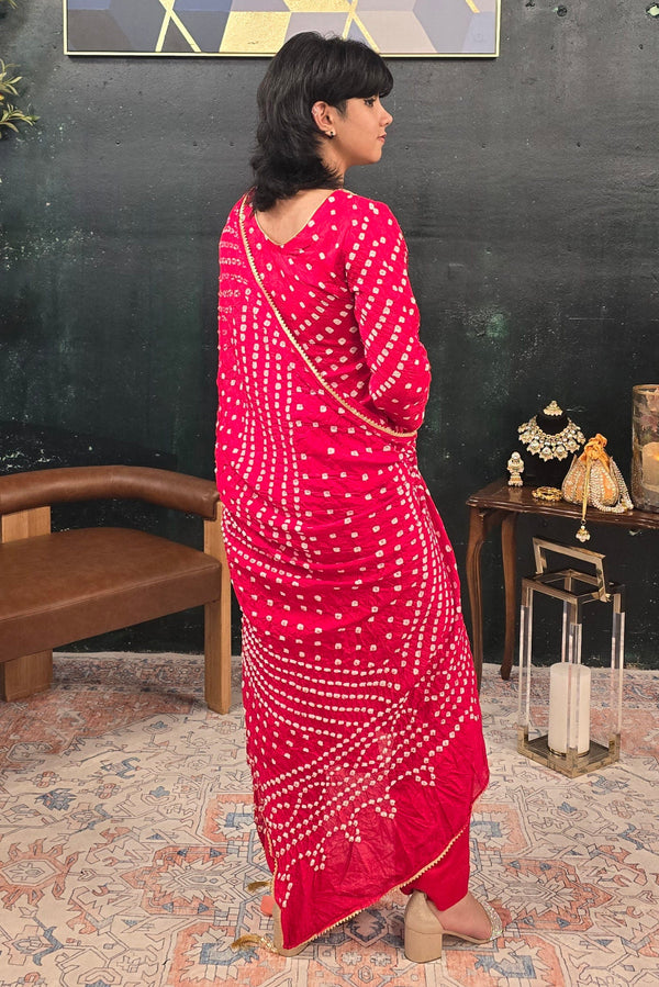 Bright red silk - Kotta Patti Salwar Kameez