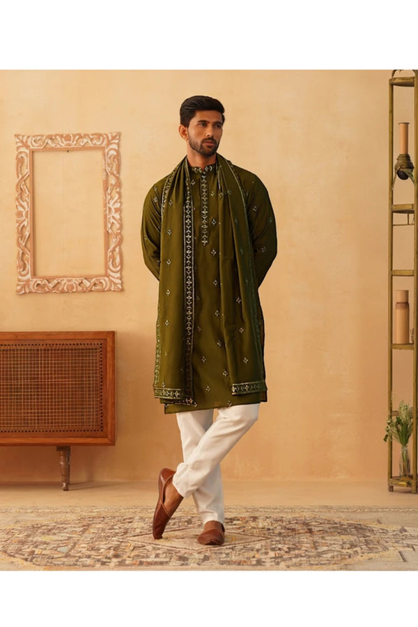 Green mirror Kurta Set
