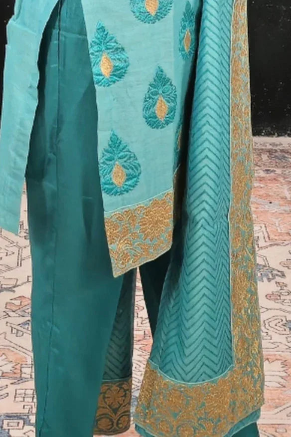 Sea Green Embroidered Salwar Kameez - myethnicrentals