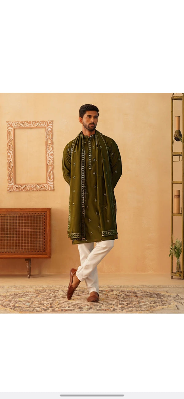 Green mirror Kurta Set