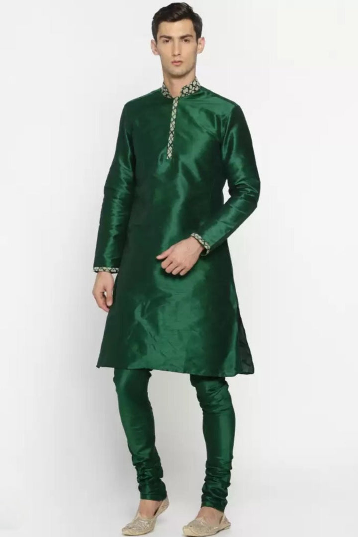 Deep Green Kurta Pajama with Nehru Jacket