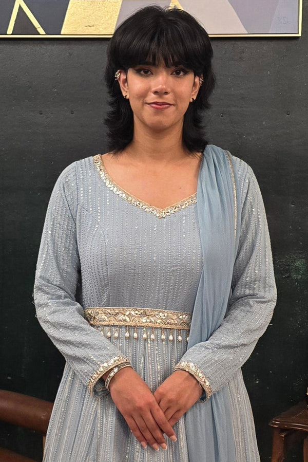 Blue embroidered Salwar Kameez (Anarkali)